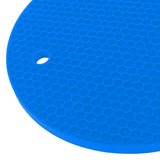 5PCS Silicone Trivet Mats Round Multipurpose Heat Resistant Non Slip Pads Pot Holders for Hot Pot Hot Dishes Blue - Extra Image