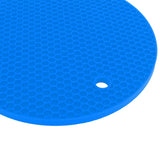 5PCS Silicone Trivet Mats Round Multipurpose Heat Resistant Non Slip Pads Pot Holders for Hot Pot Hot Dishes Blue