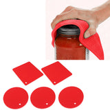 5Pcs Silicone Trivet Mat Square Round Honeycomb Hot Pad Non Slip Heat Resistant for Hot Plate Pans Kitchen Pots Red - Extra Image