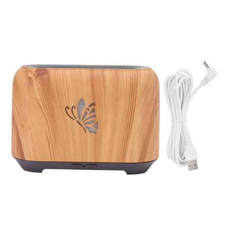 150ml Flame Diffuser Humidifier Prevents Dryness Silent Operation Wood Grain Humidifier with 7 Color Lights