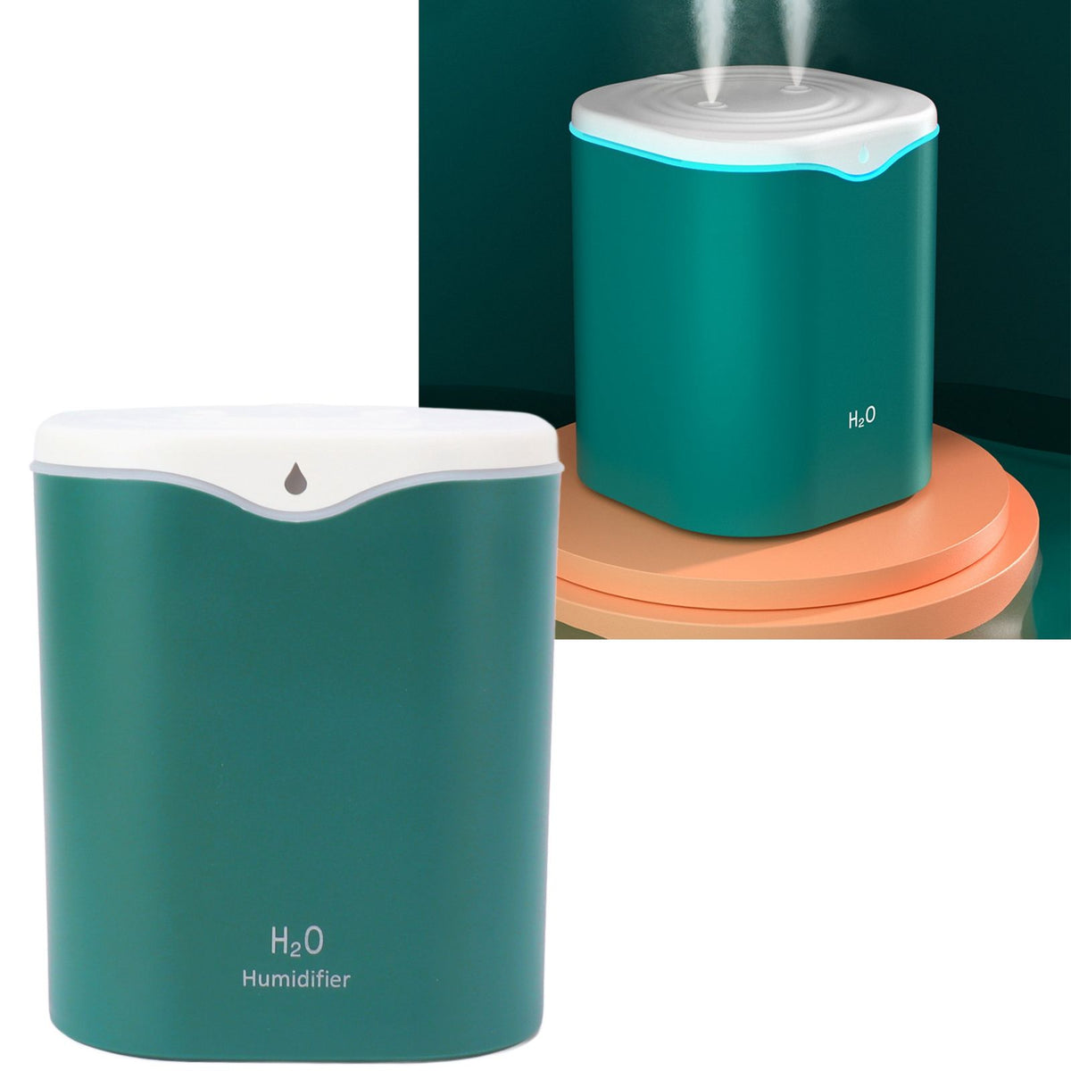 2L Cool Mist Humidifier Quiet 2 Mist Modes USB Portable Aromatherapy Humidifier with Color Light for Bedroom Home Green