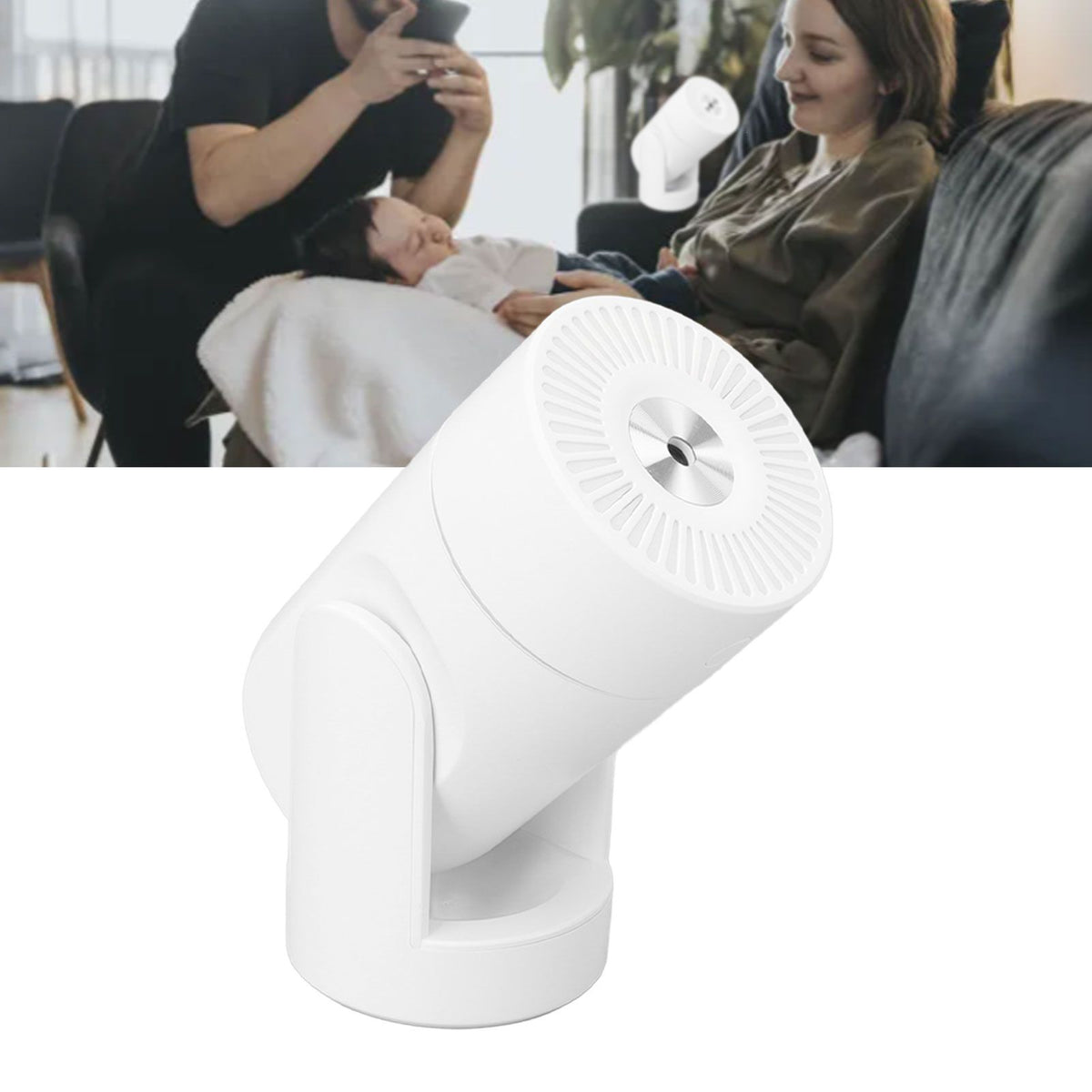 Portable Mini Humidifier USB Automatic Rotating Super Quiet Small Desktop Cool Mist Humidifier for Bedroom Office Car Travel White