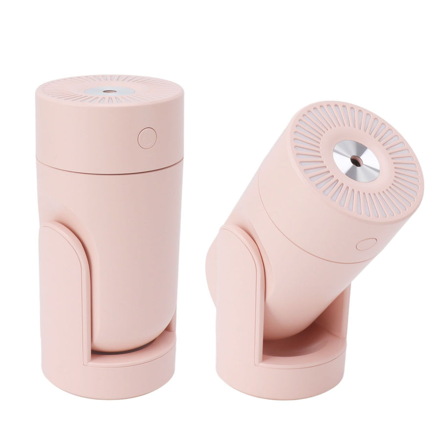 Portable Mini Humidifier USB Automatic Rotating Super Quiet Small Desktop Cool Mist Humidifier for Bedroom Office Car Travel Pink