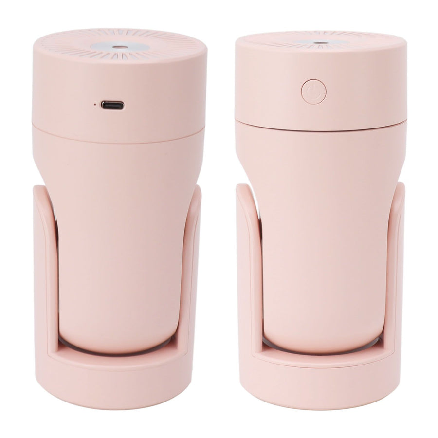 Portable Mini Humidifier USB Automatic Rotating Super Quiet Small Desktop Cool Mist Humidifier for Bedroom Office Car Travel Pink
