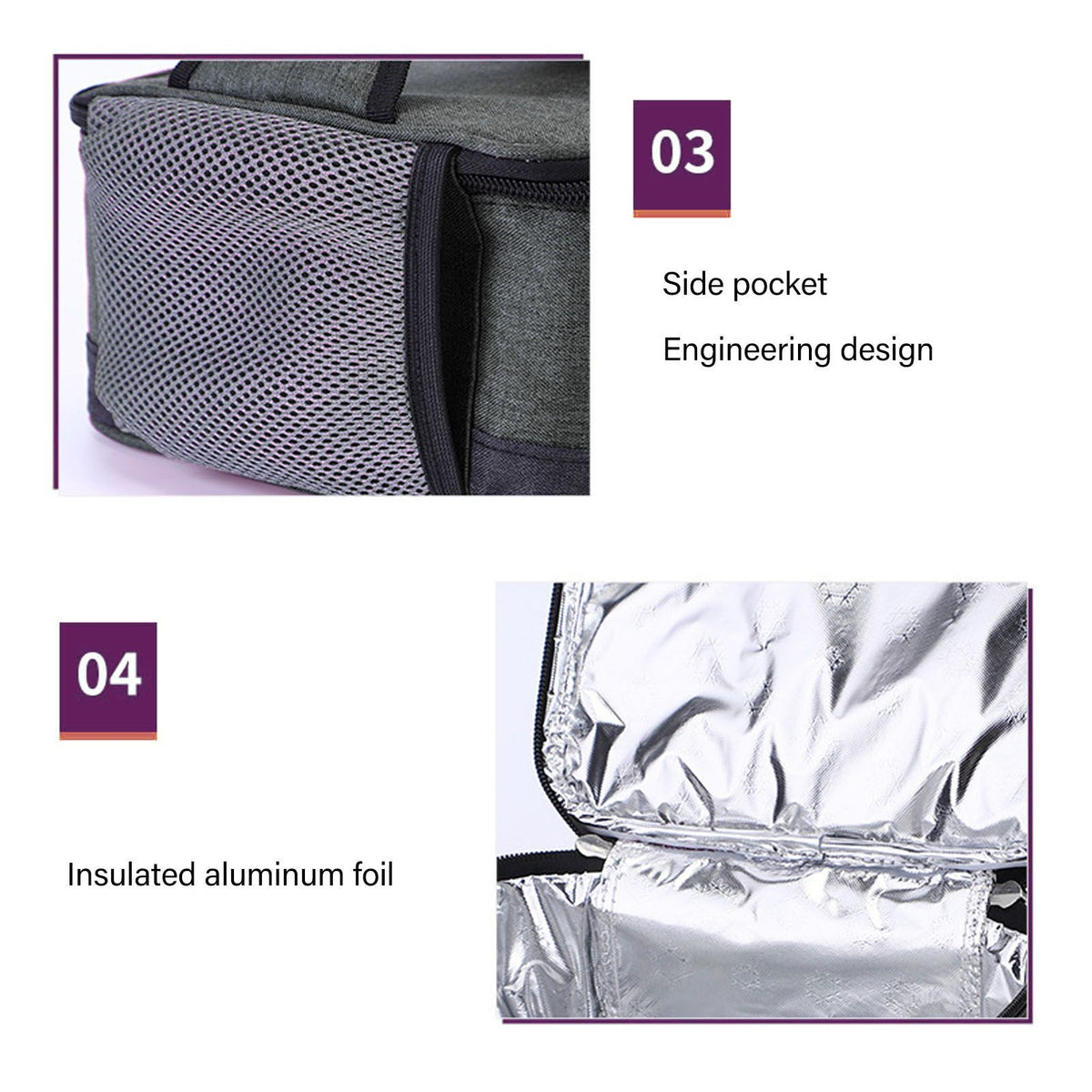 Portable Electric Lunch Box Food Heater USB Constant Heating Insulation Bag Heated Lunch Box Bag Light Gray