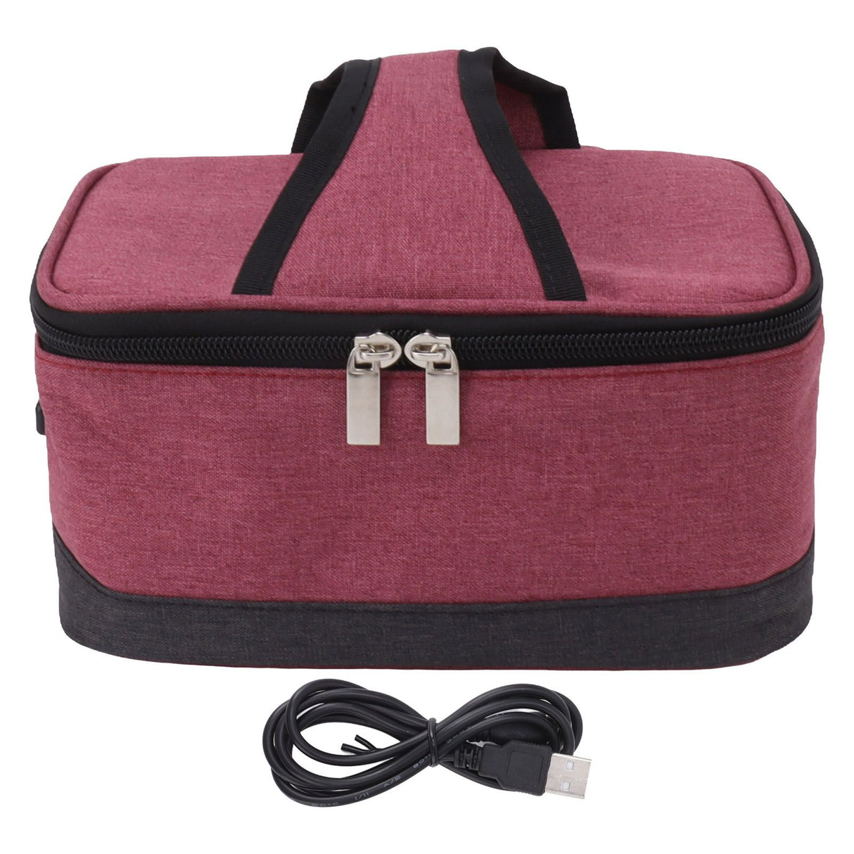 USB Heating Insulation Bag Portable Electric Heating Food Container Constant Temperature Heating Bag for Outdoor Wine Red