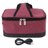 USB Heating Insulation Bag Portable Electric Heating Food Container Constant Temperature Heating Bag for Outdoor Wine Red