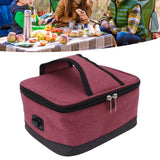 USB Heating Insulation Bag Portable Electric Heating Food Container Constant Temperature Heating Bag for Outdoor Wine Red - Extra Image