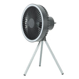 10000mAh USB Tripod Camping Fan Outdoor Portable Camping Fan with Light Power Bank Gray - Front View