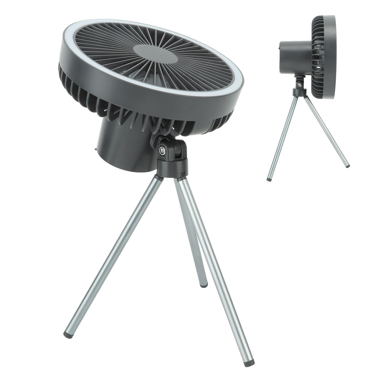 10000mAh USB Tripod Camping Fan Outdoor Portable Camping Fan with Light Power Bank Gray