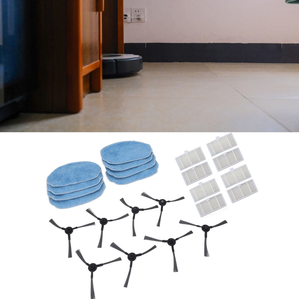 Robotic Vacuum Cleaner Accessories Kit Mop Cloth Side Brush Filter Parts Replacement For Mannv BR150 BR151