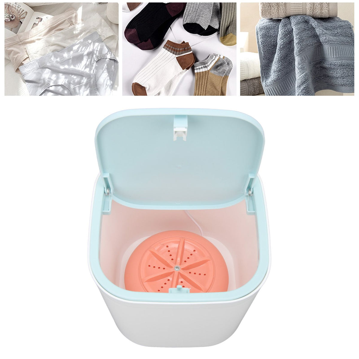 Portable Mini Washing Machine Ultrasonic USB Desktop Washer for Underwear Socks Baby Clothes Travel 3.8L 5V Pink