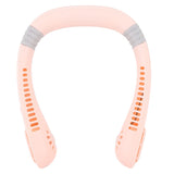 Portable Neck Fan USB Powered Digital Display 5 Gears Cooling Hanging Neck Bladeless Fan for Outdoor Sports Travel Sakura Pink - Front View