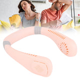 Portable Neck Fan USB Powered Digital Display 5 Gears Cooling Hanging Neck Bladeless Fan for Outdoor Sports Travel Sakura Pink