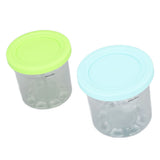 2PCS Ice Cream Pints Cup 600ml Ice Cream Container Storage Jar for Ninja NC299AMZ NC300s Blue and Green - 45-Degree Angle