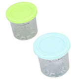 2PCS Ice Cream Pints Cup 600ml Ice Cream Container Storage Jar for Ninja NC299AMZ NC300s Blue and Green - Rear View