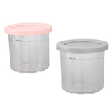2PCS Ice Cream Pints Cup 600ml Ice Cream Container Storage Jar for Ninja NC299AMZ NC300s Grey and Pink - Front View