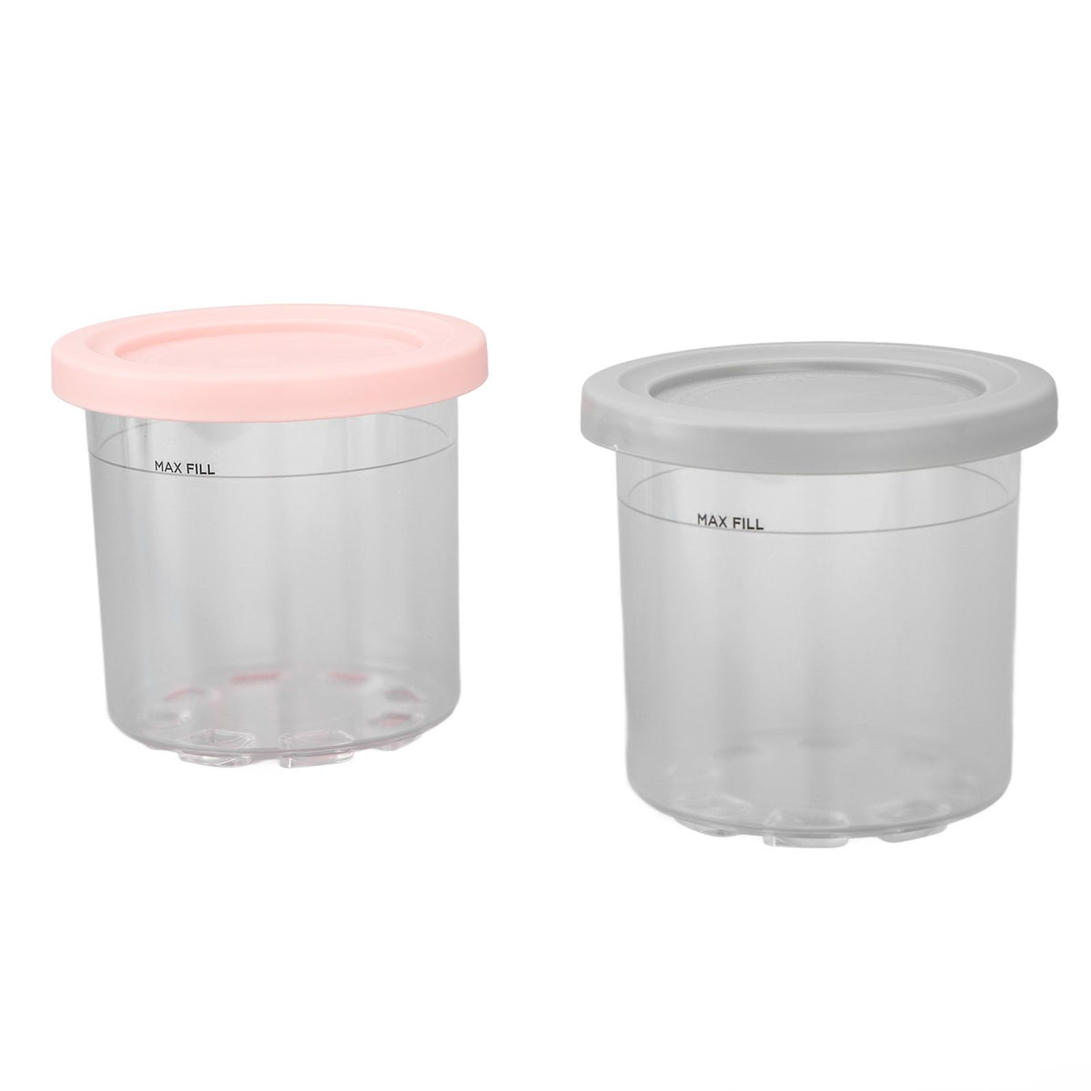 2PCS Ice Cream Pints Cup 600ml Ice Cream Container Storage Jar for Ninja NC299AMZ NC300s Grey and Pink