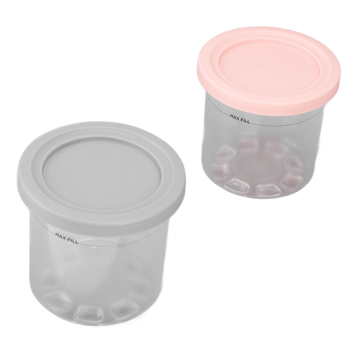 2PCS Ice Cream Pints Cup 600ml Ice Cream Container Storage Jar for Ninja NC299AMZ NC300s Grey and Pink