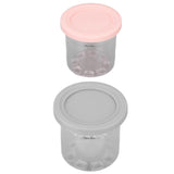 2PCS Ice Cream Pints Cup 600ml Ice Cream Container Storage Jar for Ninja NC299AMZ NC300s Grey and Pink - Close-Up Angle