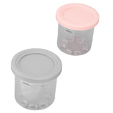 2PCS Ice Cream Pints Cup 600ml Ice Cream Container Storage Jar for Ninja NC299AMZ NC300s Grey and Pink - Low Angle