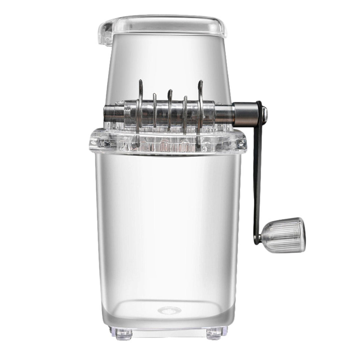 Portable Ice Crusher 1.25L Hand Cranked DIY Manual Shaved Ice Chopper Machine for Home Outdoor Camping Use Transparent