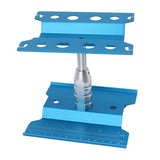 RC Car Work Stand Aluminum Repair Workstation Model Repair Table With Accurate Scale 360 Degree Rotation Blue - Top-Down View