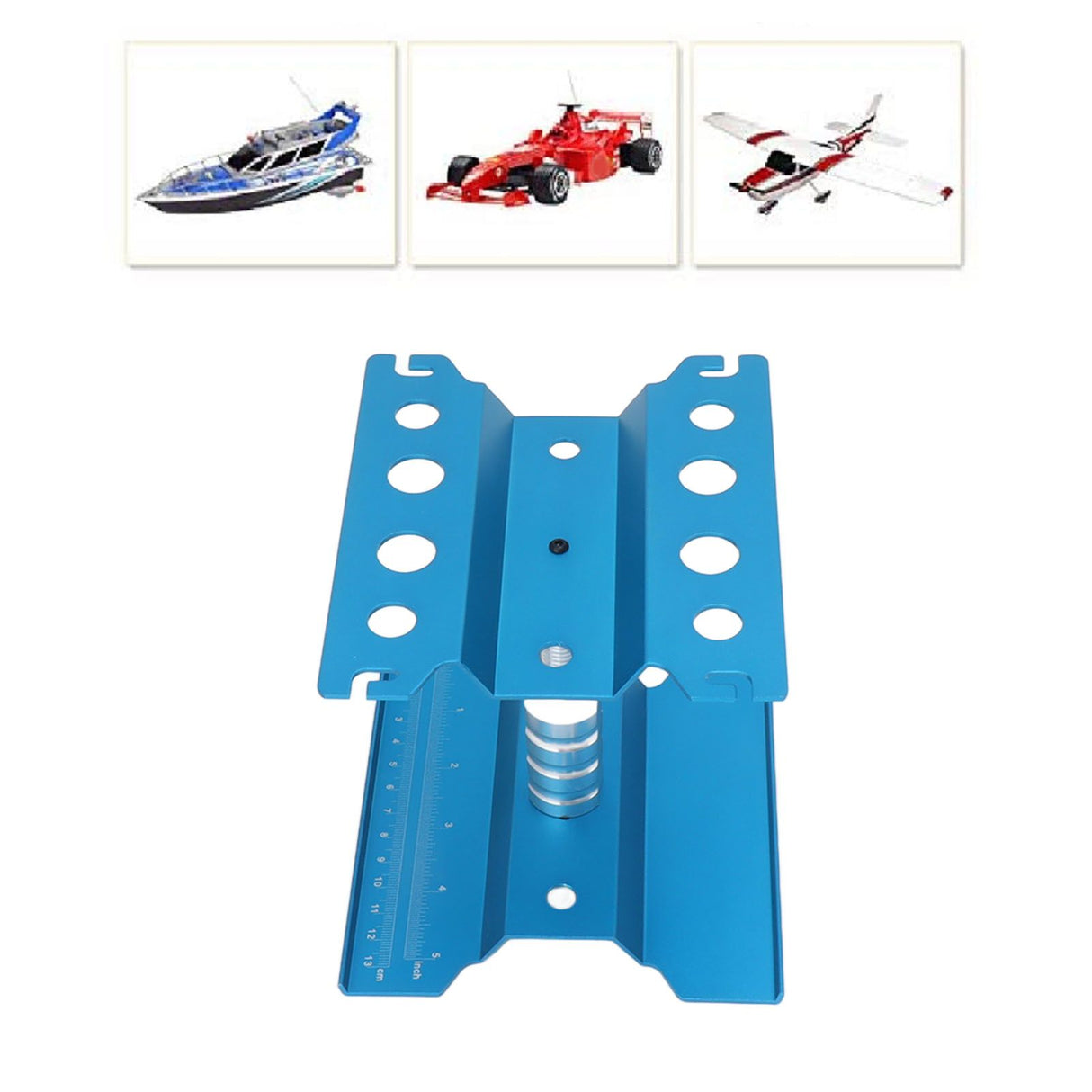 RC Car Work Stand Aluminum Repair Workstation Model Repair Table With Accurate Scale 360 Degree Rotation Blue