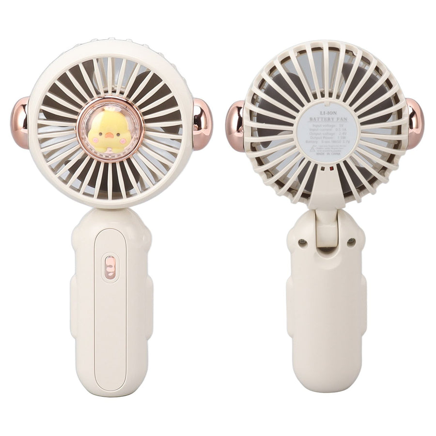 Foldable Mini Fan Cute Lightweight 900mAh Adjustable Low Noise Handheld Fan for Summer White