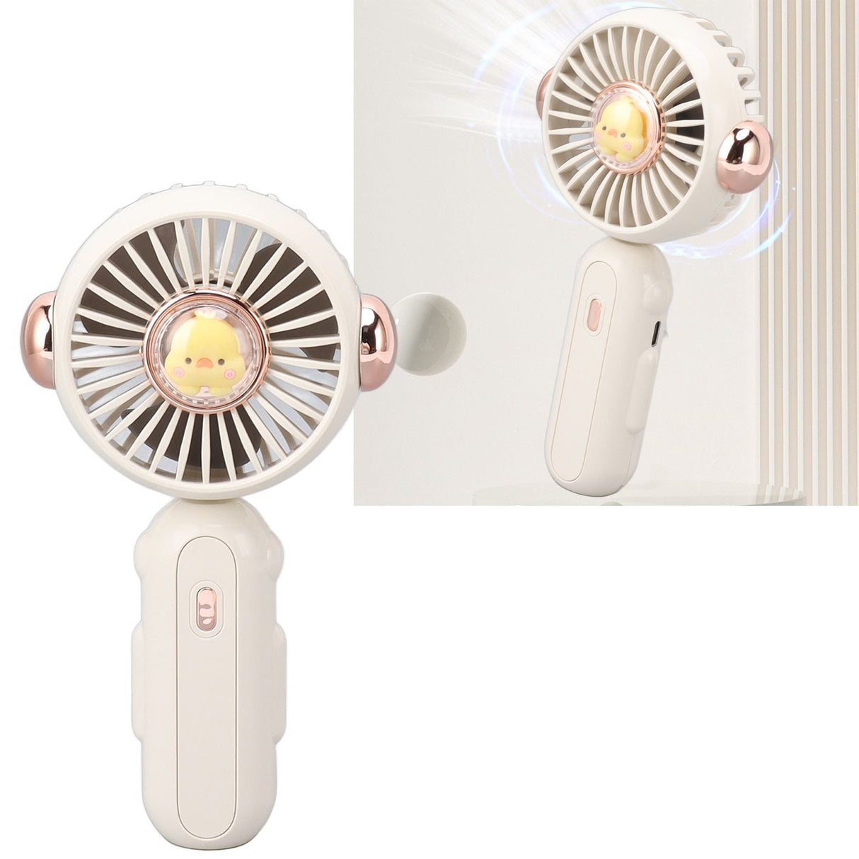 Foldable Mini Fan Cute Lightweight 900mAh Adjustable Low Noise Handheld Fan for Summer White