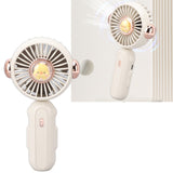 Foldable Mini Fan Cute Lightweight 900mAh Adjustable Low Noise Handheld Fan for Summer White
