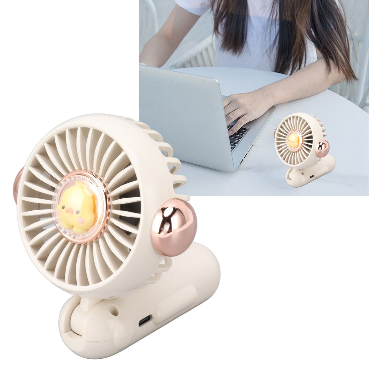 Foldable Mini Fan Cute Lightweight 900mAh Adjustable Low Noise Handheld Fan for Summer White