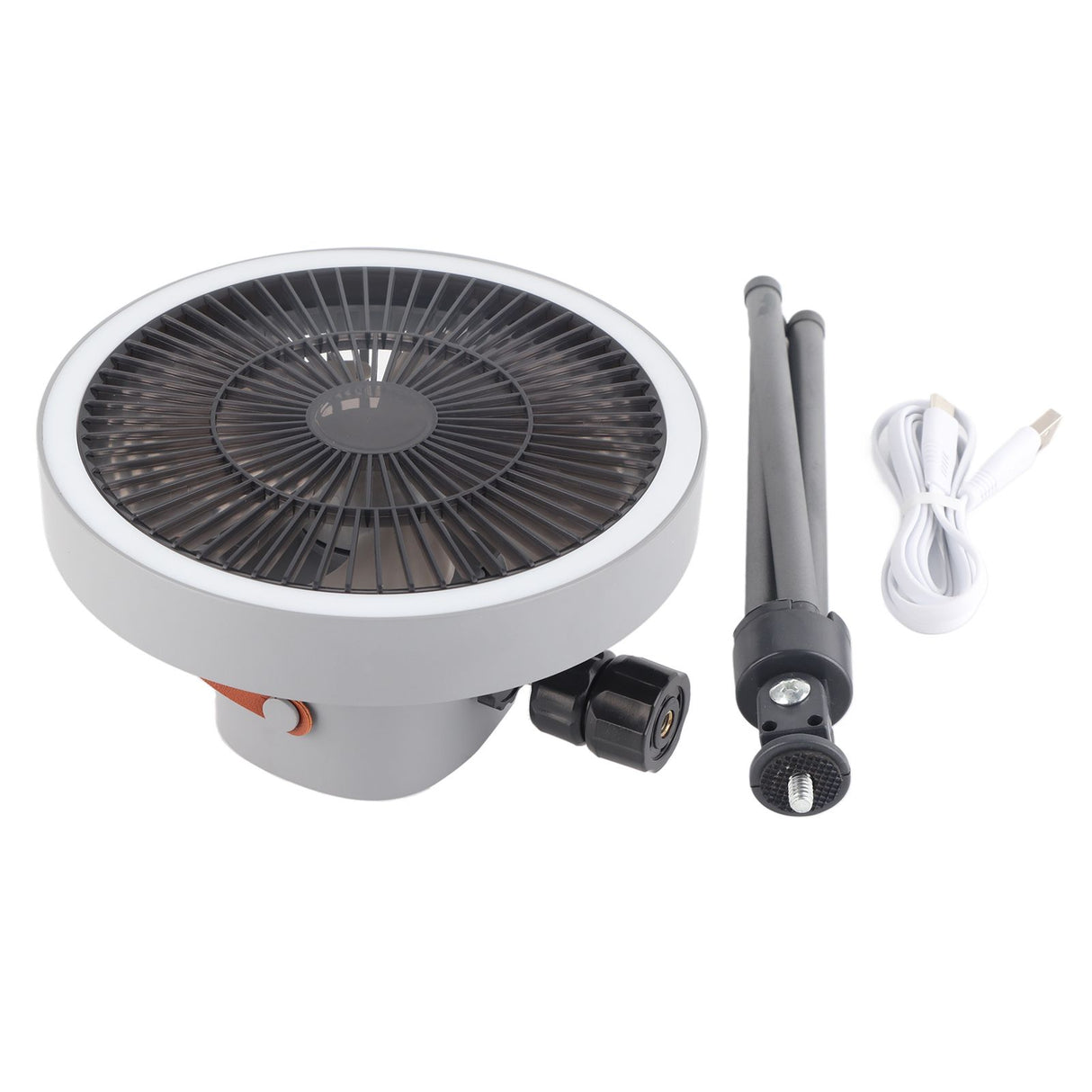Portable USB Rechargeable Tripod Fan Outdoor Camping Tripod Fan for Outdoor Camping Tent Gray