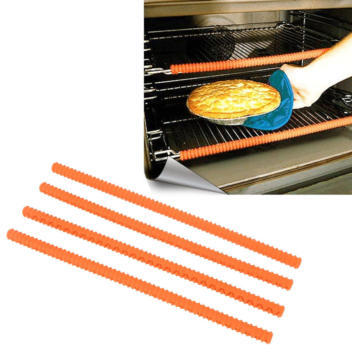 4PCS Oven Rack Protector Heat Resistant Silicone Edge Liner Cover Oven Accessories for Kitchen Restaurant Orange