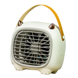 USB Desk Fan Mist Spray 3 Speed Modes Soft Handle Cartoon Style Easy Control Small Desk Fan for Family Office School White