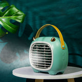 USB Desk Fan Mist Spray 3 Speed Modes Soft Handle Cartoon Style Easy Control Small Desk Fan for Family Office School Green - Extra Image