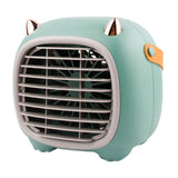 USB Desk Fan Mist Spray 3 Speed Modes Soft Handle Cartoon Style Easy Control Small Desk Fan for Family Office School Green - Extra Image