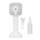 Hand Held Misting Fan Portable Battery Operated USB Rechargeable Quiet Spray Cooling Fan for Travel Outdoors White