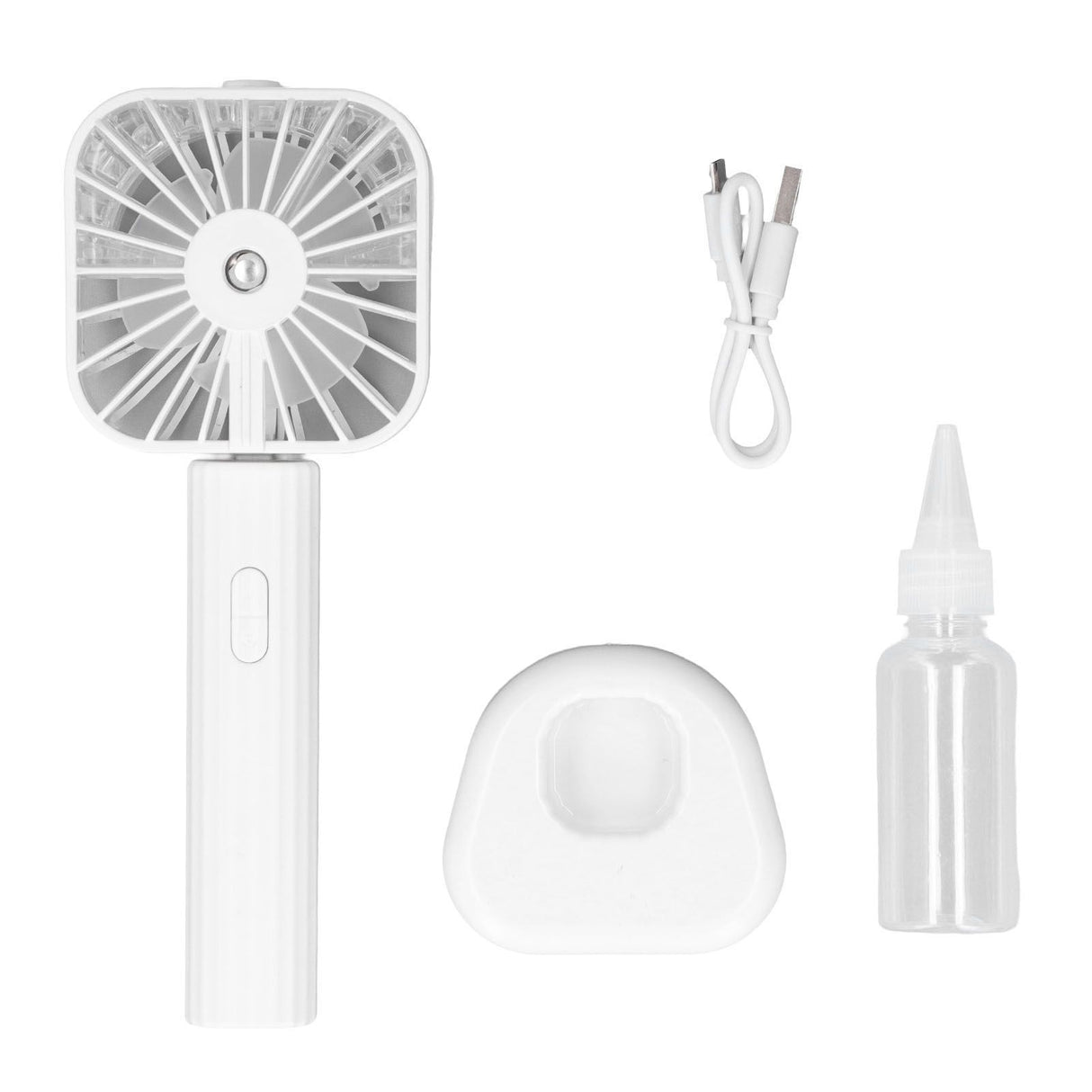 Hand Held Misting Fan Portable Battery Operated USB Rechargeable Quiet Spray Cooling Fan for Travel Outdoors White