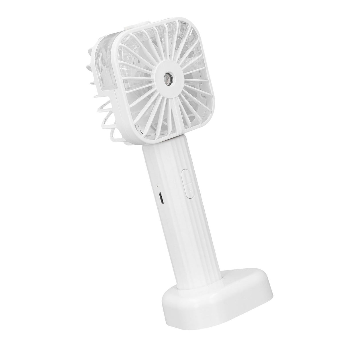 Hand Held Misting Fan Portable Battery Operated USB Rechargeable Quiet Spray Cooling Fan for Travel Outdoors White