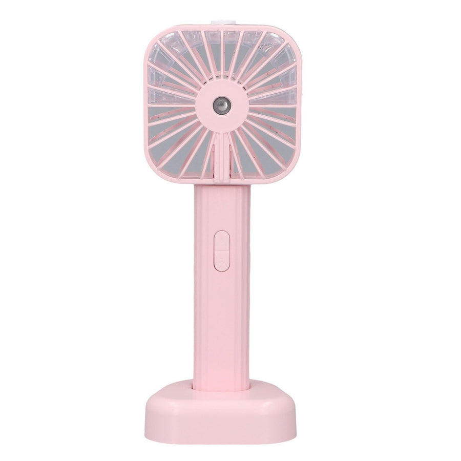 Hand Held Misting Fan Portable Battery Operated USB Rechargeable Quiet Spray Cooling Fan for Travel Outdoors Pink