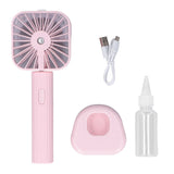 Hand Held Misting Fan Portable Battery Operated USB Rechargeable Quiet Spray Cooling Fan for Travel Outdoors Pink