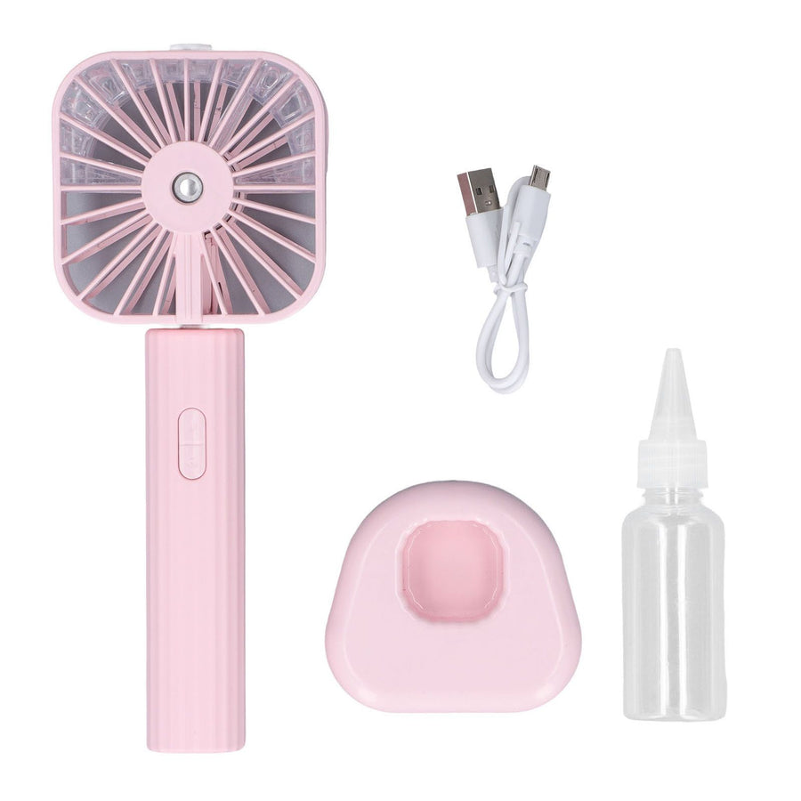 Hand Held Misting Fan Portable Battery Operated USB Rechargeable Quiet Spray Cooling Fan for Travel Outdoors Pink