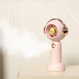 Portable Handheld Misting Fan Cute Cartoon USB Rechargeable Personal Fan for Outdoor Indoor Pink - Extra Image