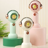 Portable Handheld Misting Fan Cute Cartoon USB Rechargeable Personal Fan for Outdoor Indoor Pink