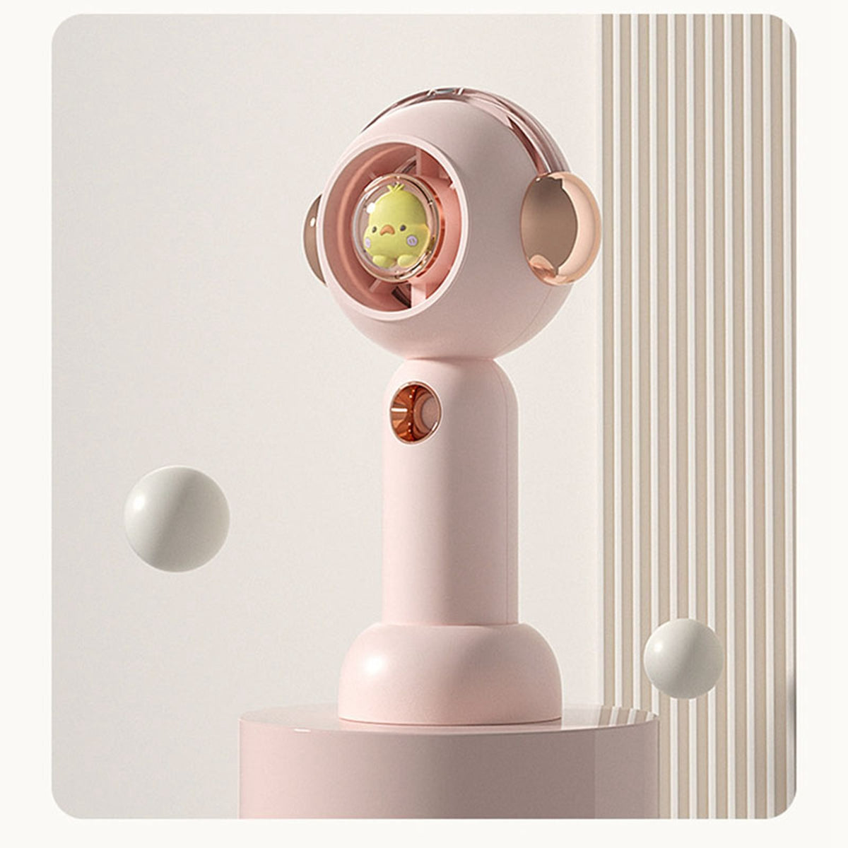 Portable Handheld Misting Fan Cute Cartoon USB Rechargeable Personal Fan for Outdoor Indoor Pink