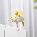 Clip On Fan Portable Small Fan with Cord Powered Small Fan with Sturdy Clamp Mini Table Fan Personal Desk Fan Duck Shape Yellow - Close-Up Angle