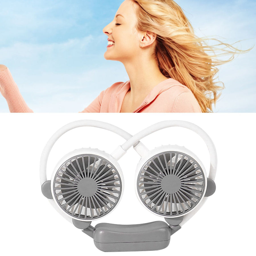 Portable Neck Fan Bendable Wearable USB Rechargeable Hand Free Mini Hanging Fan for Office Travel White