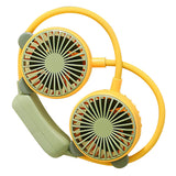 Portable Neck Fan Bendable Wearable USB Rechargeable Hand Free Mini Hanging Fan for Office Travel Yellow - Side View