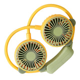Portable Neck Fan Bendable Wearable USB Rechargeable Hand Free Mini Hanging Fan for Office Travel Yellow